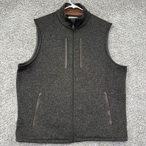 Tom Beckbe Vest Men's Large Heathered Gray Knit Fleece Full Zip Outdoor Hunting